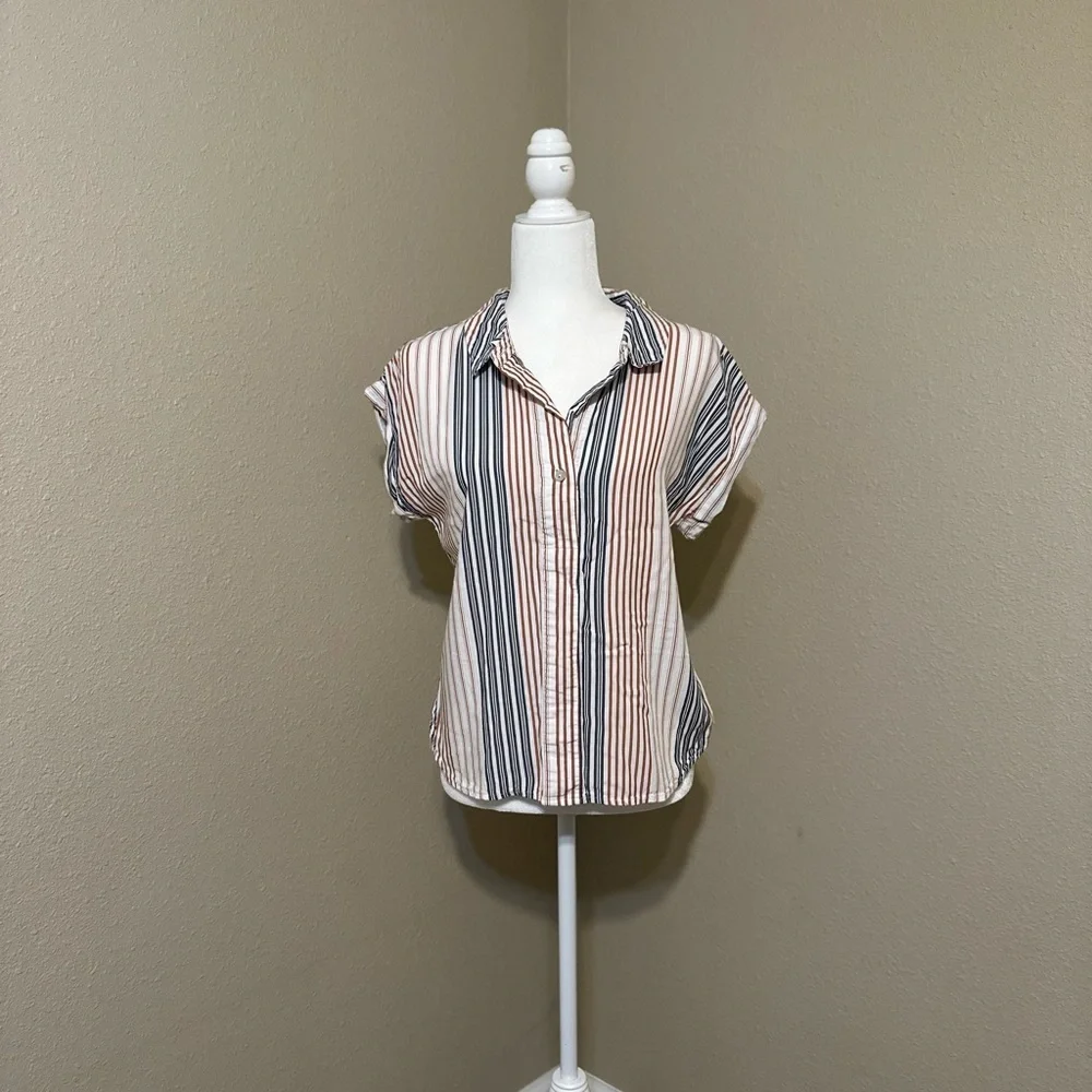 A New Day Striped Button Down Red White and Blue Size Small - Picture 4 of 6